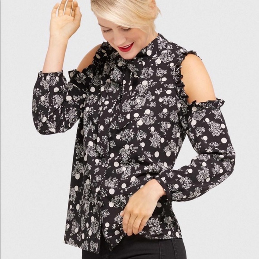 Draper James Winter Dot Cold Shoulder Top - Picture 13 of 13